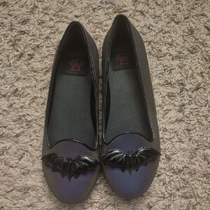 Strange Cvlt Holographic/reflective Women's Black Bat Flats